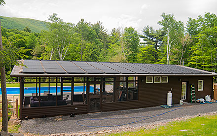 Woodstock, NY Solar Pool Heating System on Pool House